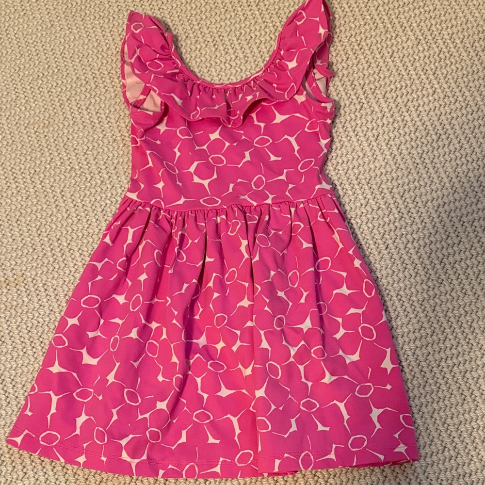 MAHI GOLD Hot Pink Ruffle Neck Printed Dress